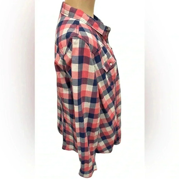 Bit & Bridle Pink, Blue & White Check, Long Sleeve, Button Down Western Shirt - Picture 6 of 10